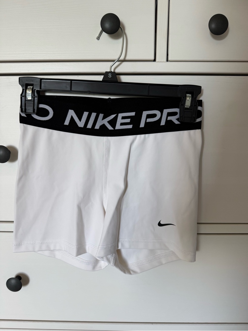 Nike White Compression Shorts with Black NIKE PRO Waistband - Picture 3 of 6